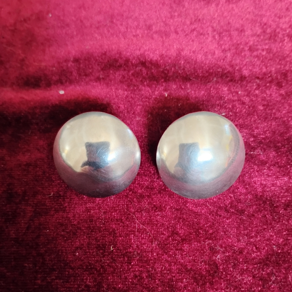 Vintage 1930s J. Mehrlust Sterling Silver Dome Earrings (13.74 Grams)
